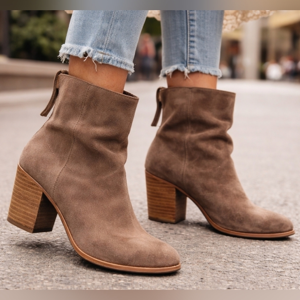 Urban Outfitters Brown Suede Ankle Booties Women 7 Slouchy Western Block Heel